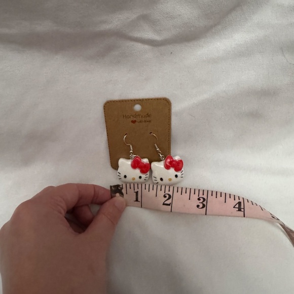 Handmade Red Bow Hello Kitty Earrings - Picture 6 of 7